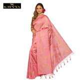 Kavvya Pink Soft And Light Weight Raw Silk Weaving Saree - KAVVYA